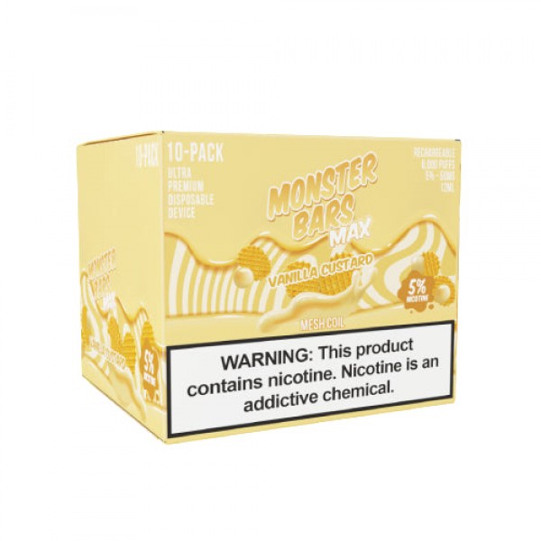 Monster MAX Bars – Disposable Vape Device – Vanilla Custard – 10 Pack (120ml) / 50mg