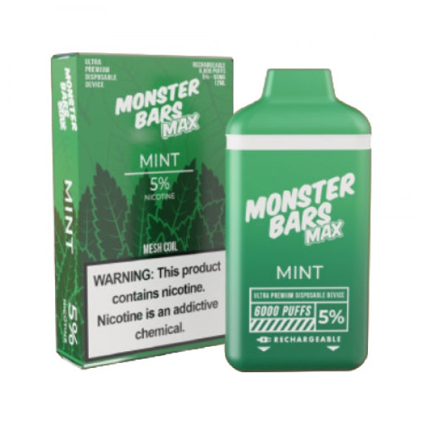 Monster MAX Bars – Disposable Vape Device – Mint – Single (12ml) / 50mg