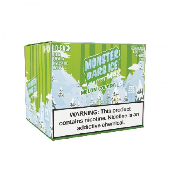Monster MAX Bars – Disposable Vape Device – Iced Melon Colada – 10 Pack (120ml) / 50mg