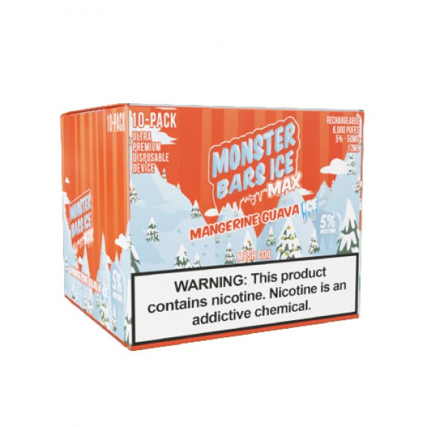 Monster MAX Bars – Disposable Vape Device – Iced Mangerine Guava – 10 Pack (120ml) / 50mg