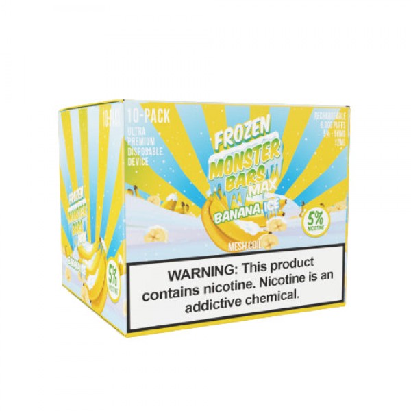 Monster MAX Bars – Disposable Vape Device – Frozen Banana Ice – 10 Pack (120ml) / 50mg