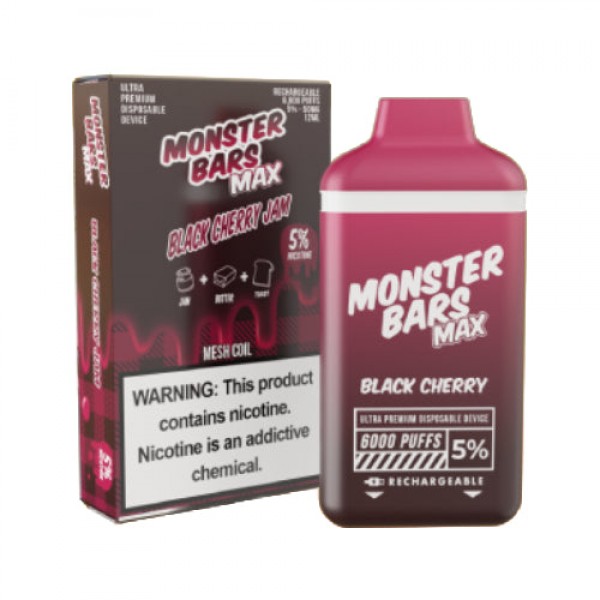 Monster MAX Bars – Disposable Vape Device – Black Cherry Jam – Single (12ml) / 50mg