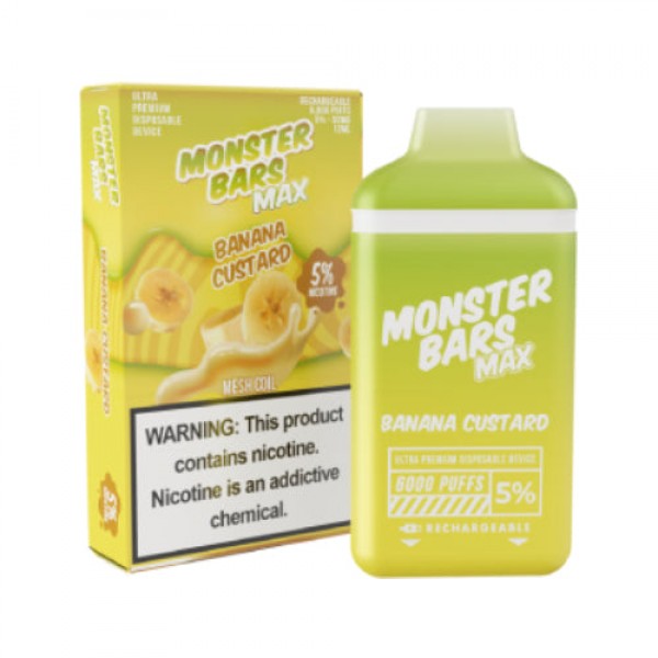 Monster MAX Bars – Disposable Vape Device – Banana Custard – Single (12ml) / 50mg