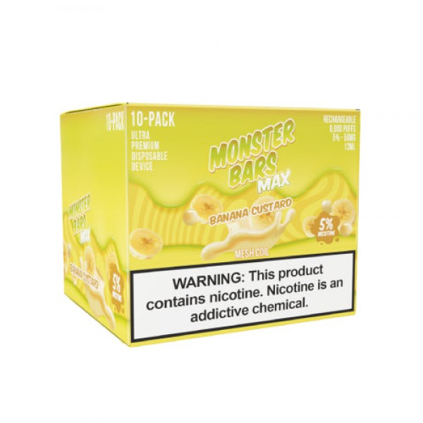 Monster MAX Bars – Disposable Vape Device – Banana Custard – 10 Pack (120ml) / 50mg