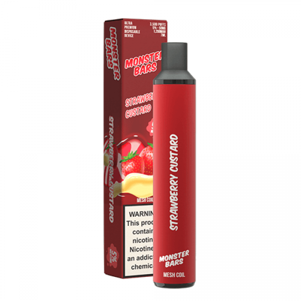 Monster Bars 3500 – Disposable Vape Device – Strawberry Custard – Single / 50mg