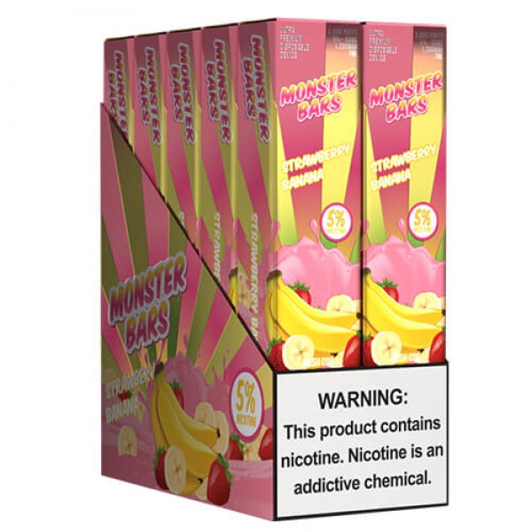 Monster Bars 3500 – Disposable Vape Device – Strawberry Banana – 10 Pack / 50mg