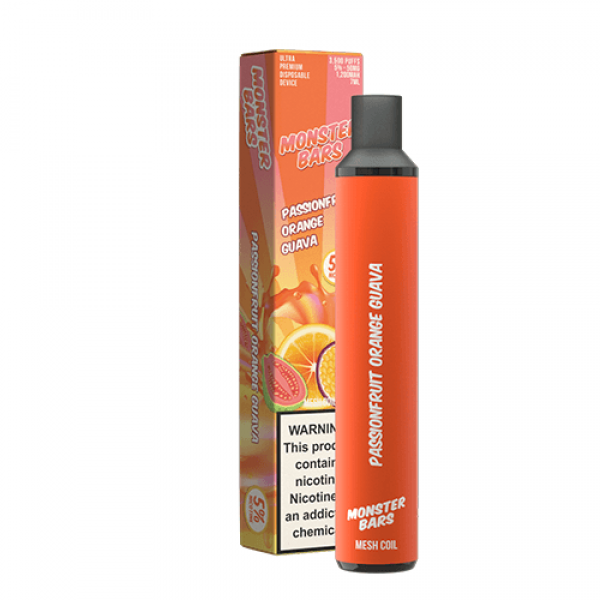 Monster Bars 3500 – Disposable Vape Device – Passionfruit Orange Guava – Single / 50mg