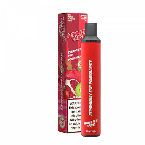 Monster Bars 3500 – Disposable Vape Device – Strawberry Kiwi Pomegranate – Single / 50mg