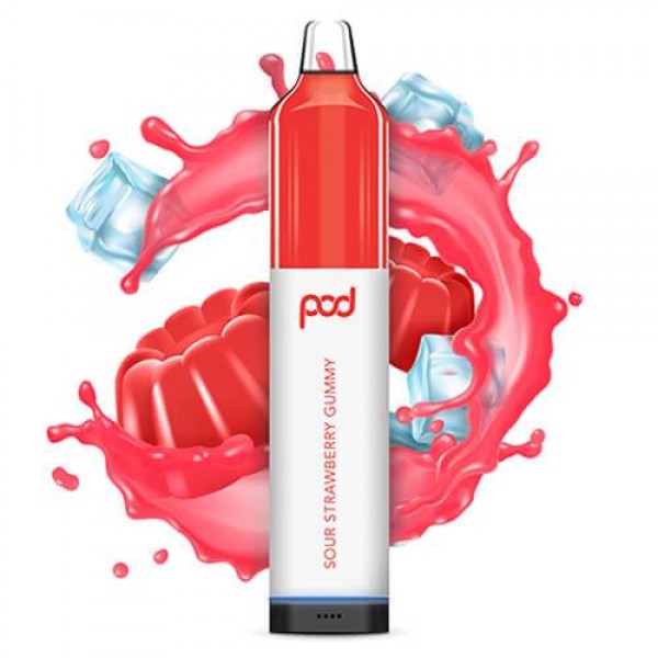 Pod Mesh 5500 Synthetic – Disposable Vape Device – Sour Strawberry Gummy – Single / 50mg