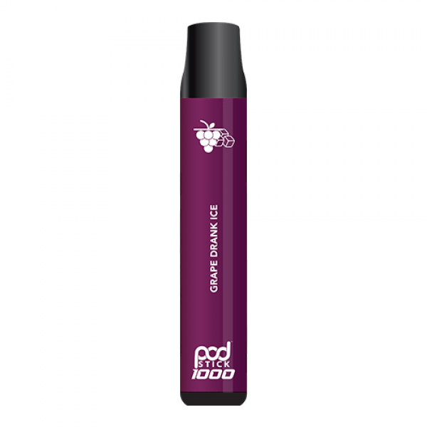 Pod Stick 1000 – Disposable Vape Device – Grape Drank Ice – Single / 50mg
