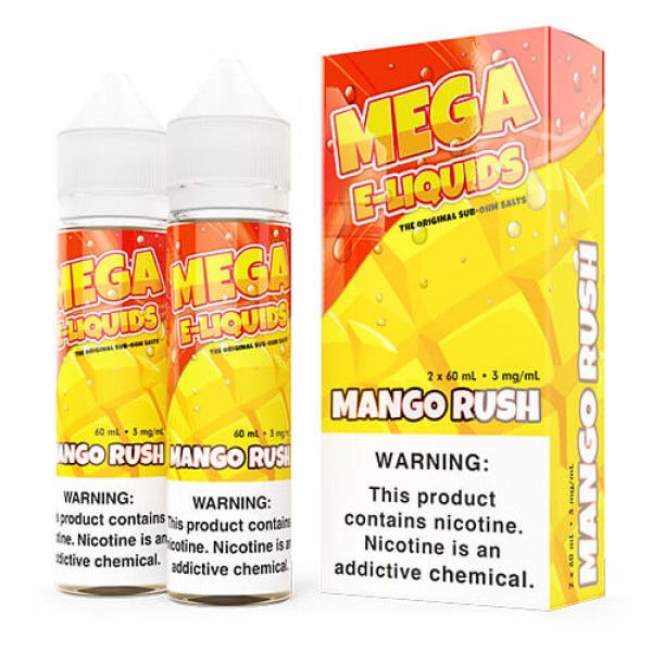 MEGA E-Liquids Sub Ohm Salts – Mango Rush – 2x60ml / 6mg