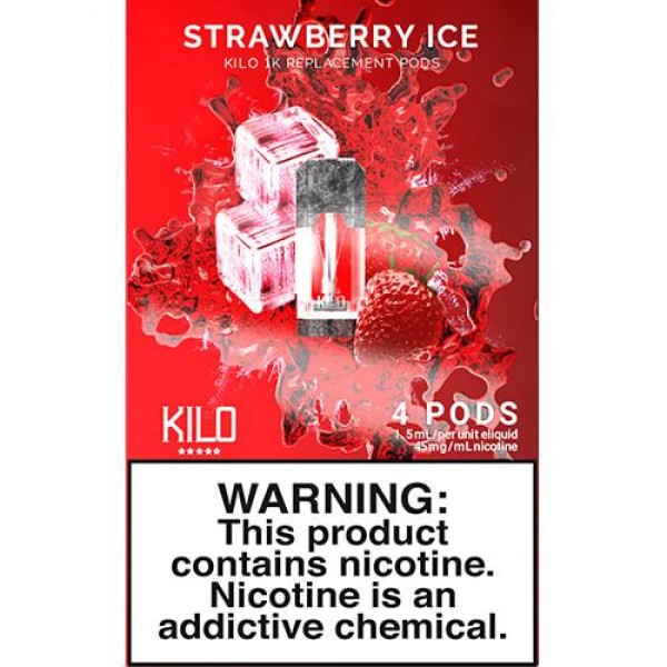 Kilo eLiquids 1K Vaporizer Device – Refill Pod – Strawberry ICE (4 Pack) – 1.5ml / 45mg